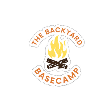 Backyard Basecamp Campfire Sticker — Die-Cut Outdoor Adventure Decal