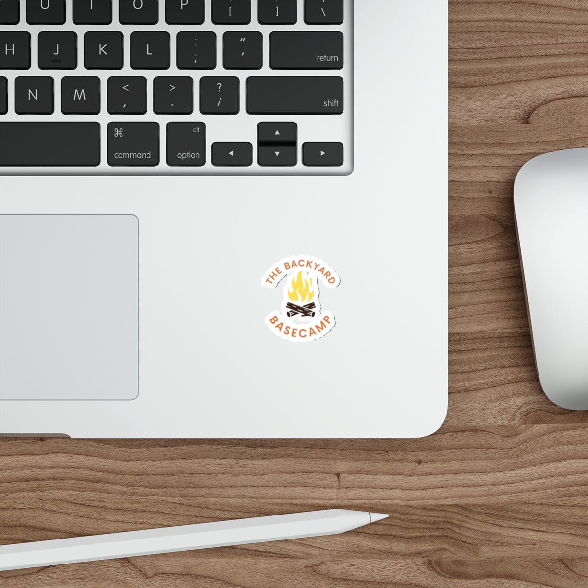 Backyard Basecamp Campfire Sticker — Die-Cut Outdoor Adventure Decal