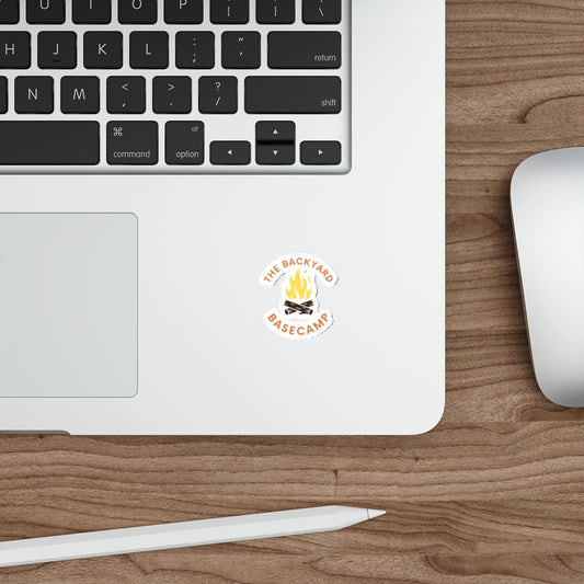 Backyard Basecamp Campfire Sticker — Die-Cut Outdoor Adventure Decal