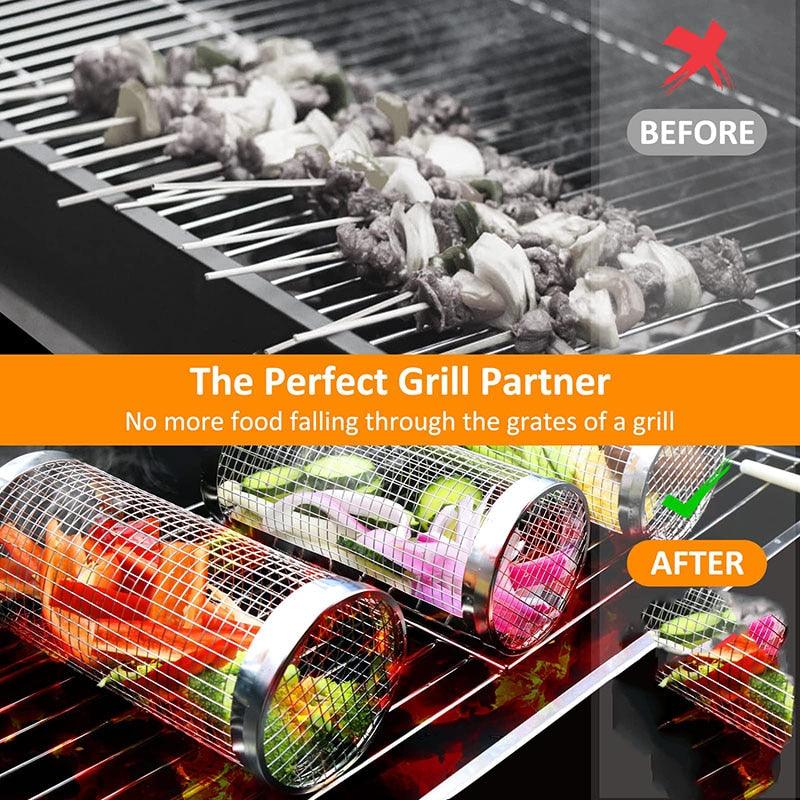 Stainless Steel Rolling BBQ Basket