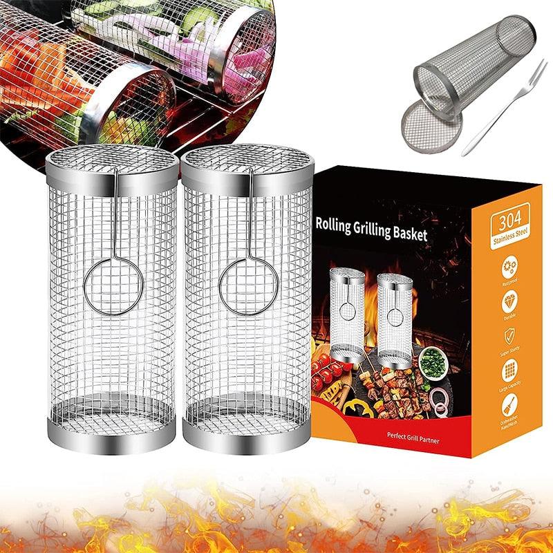 Stainless Steel Rolling BBQ Basket