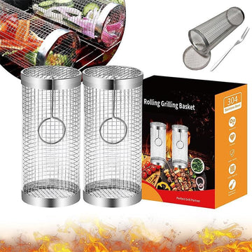 Stainless Steel Rolling BBQ Basket