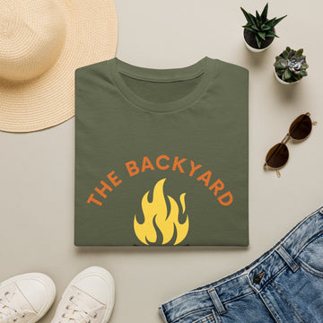 Backyard Basecamp T-Shirt — Campfire Graphic Tee for Outdoor Lovers