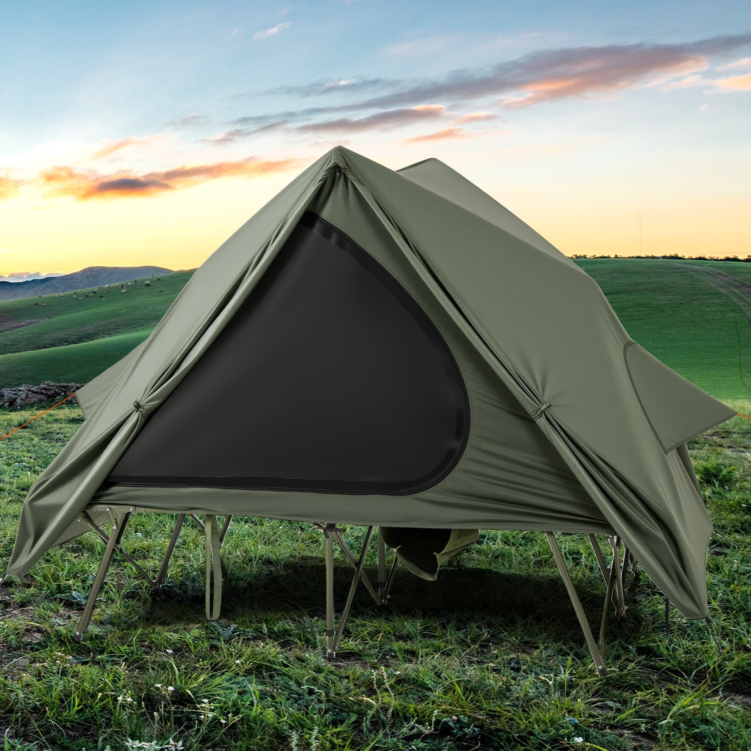 Foldable 2 Person Camping Cot Tent Pop Up Shelter