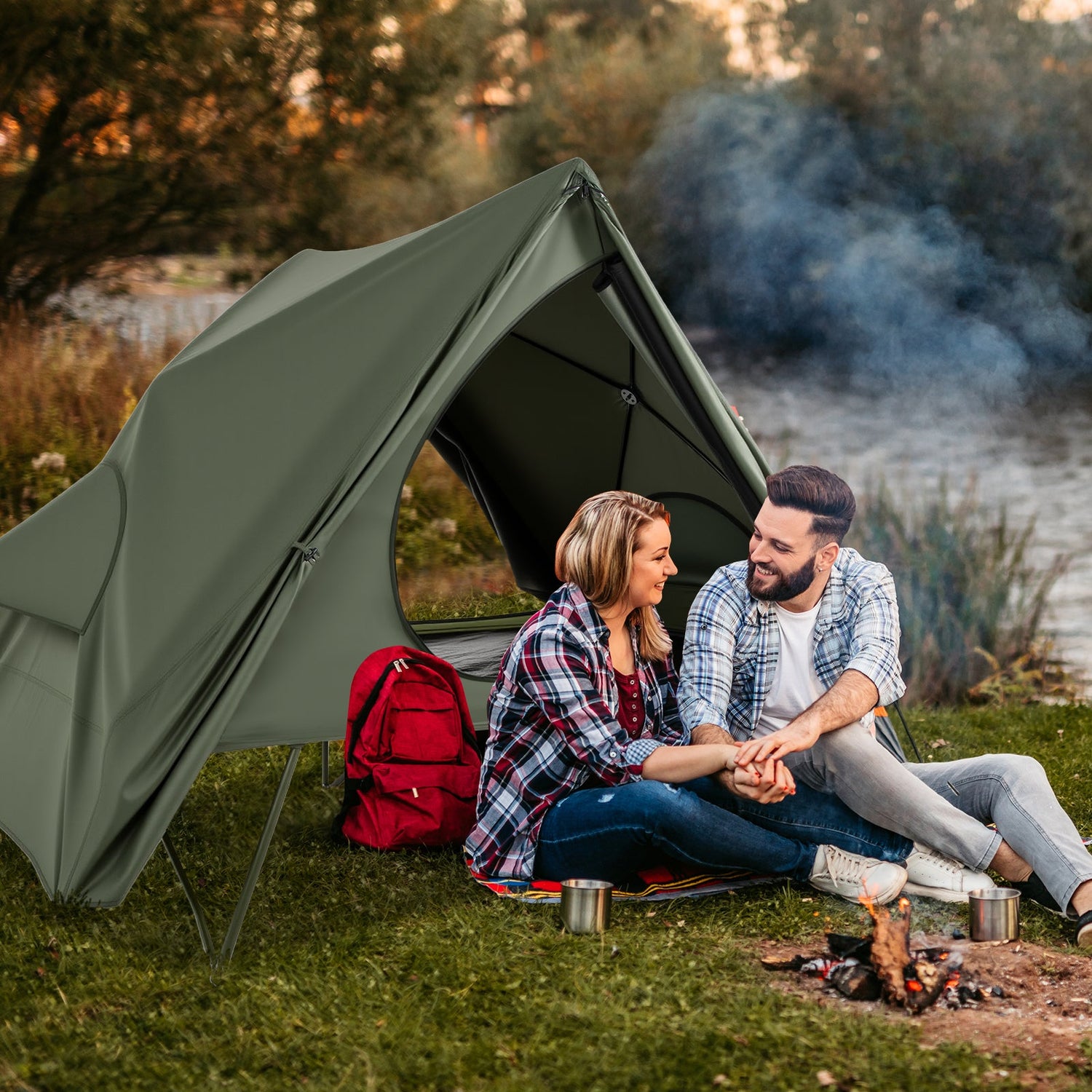 Foldable 2 Person Camping Cot Tent Pop Up Shelter