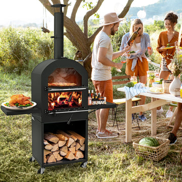 Outdoor Pizza Oven Cover Grill Racks Built In Thermometer