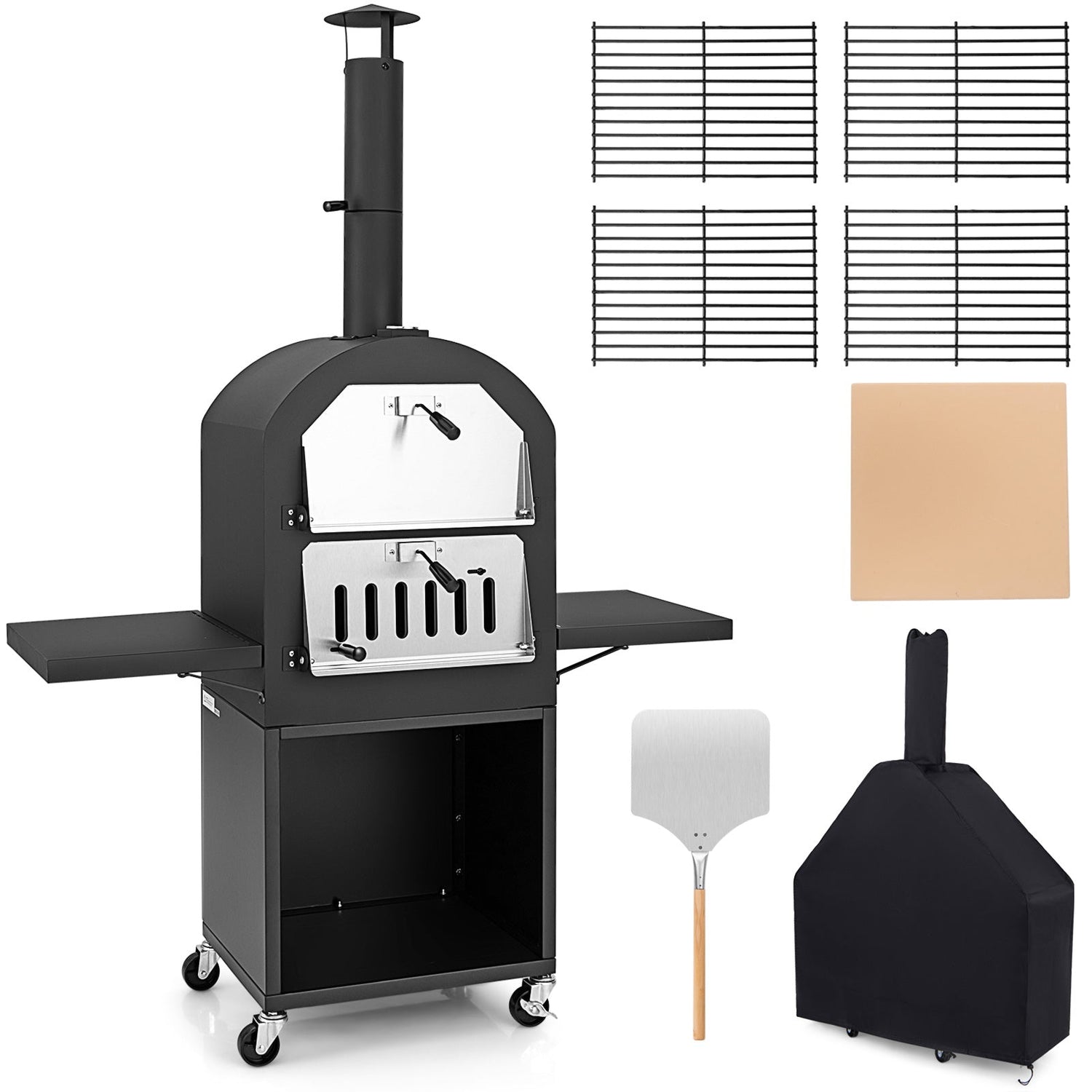 Outdoor Pizza Oven Cover Grill Racks Built In Thermometer