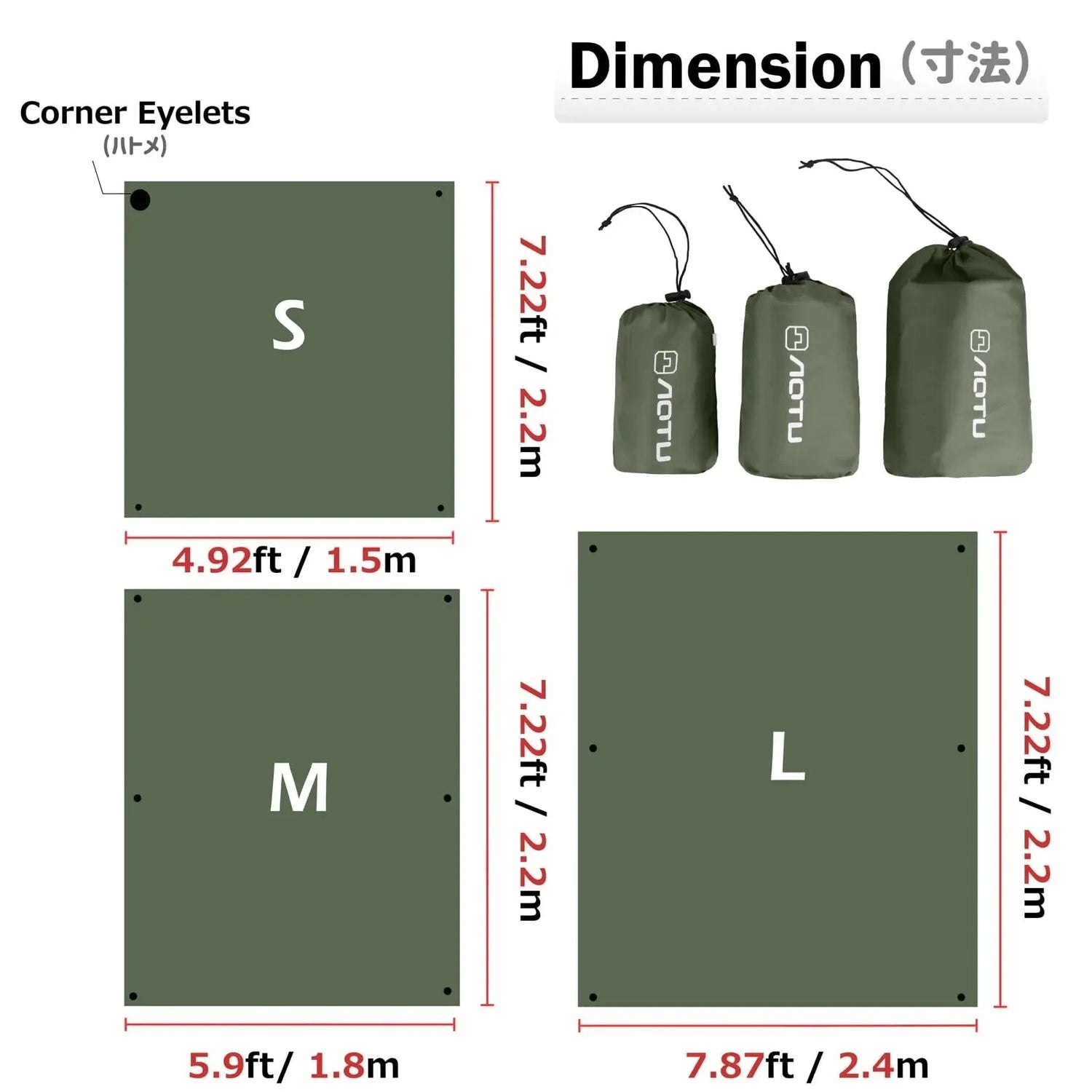 Waterproof Camping Tarp Rain Fly Sunshade Ground Cloth Outdoor