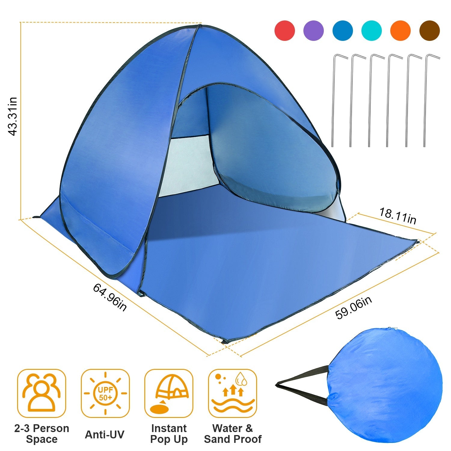 Pop Up Beach Tent UV Sun Shade Waterproof Canopy