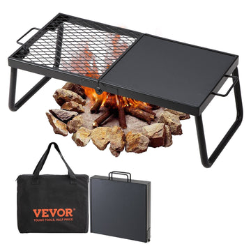 Folding Campfire Grill Steel Mesh Grate Portable Fire Pit